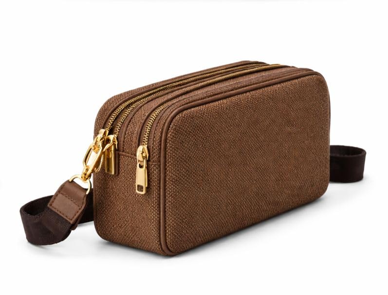 Buy Min min Brown Textured Crossbody Side Bag with Gold-Tone
